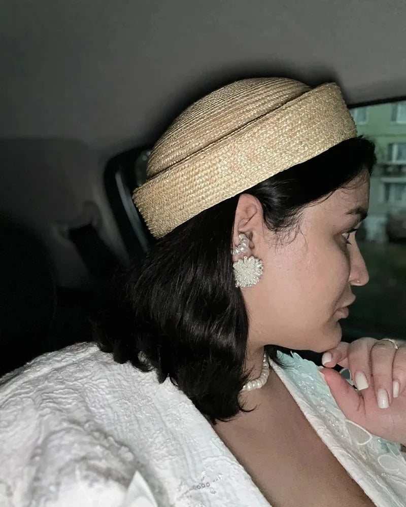 chapeau bibi en paille naturelle vintage