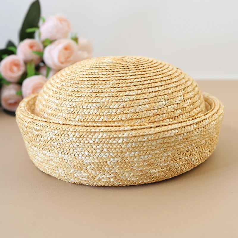 chapeau bibi en paille naturelle vintage
