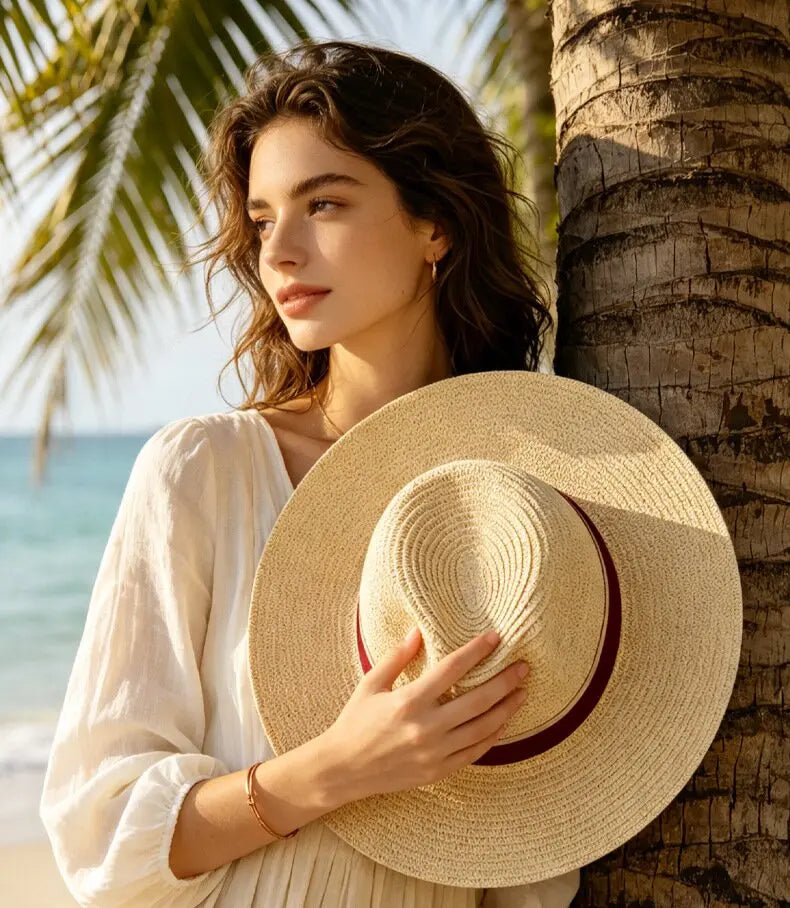 chapeau de paille large bord femme vintage