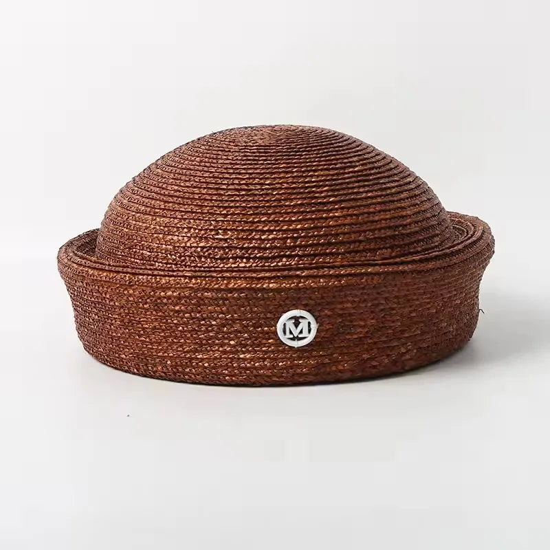chapeau bibi en paille naturelle vintage