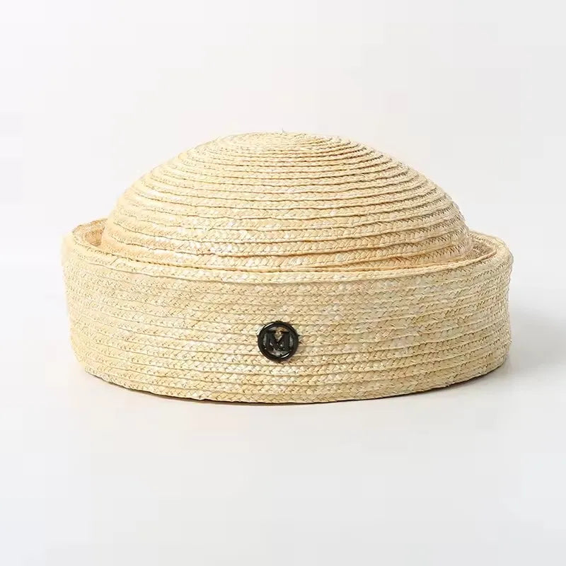 chapeau bibi en paille naturelle vintage