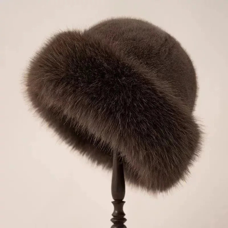 chapeau mongol en peluche vintage