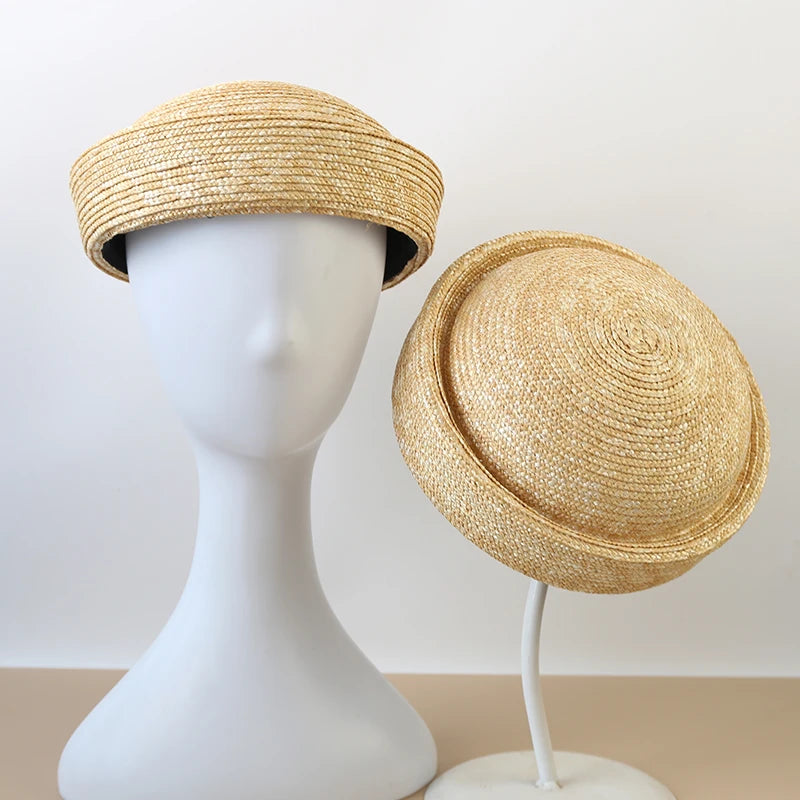 chapeau bibi en paille naturelle vintage