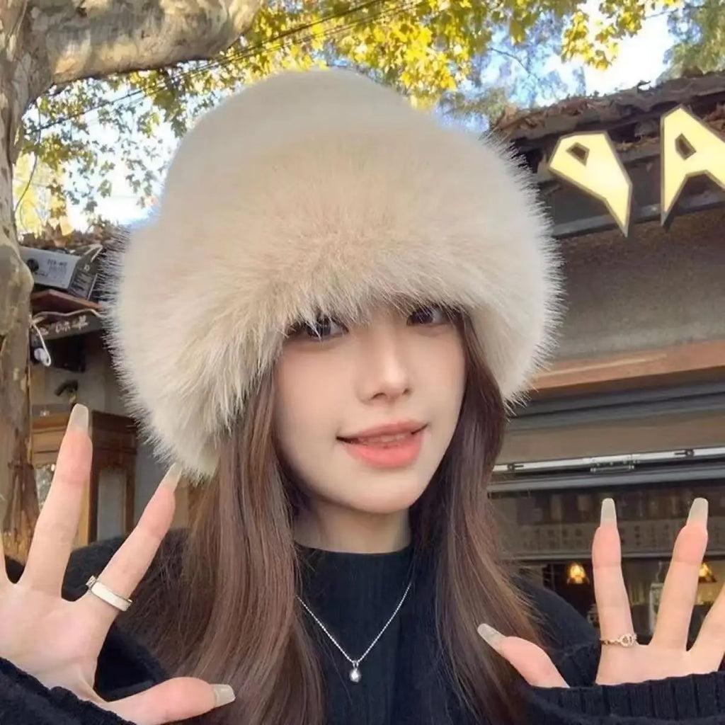 chapeau mongol en peluche vintage