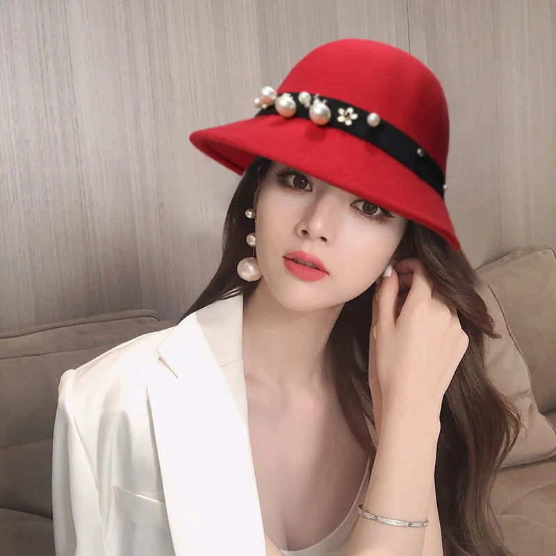 chapeau femme vintage rouge
