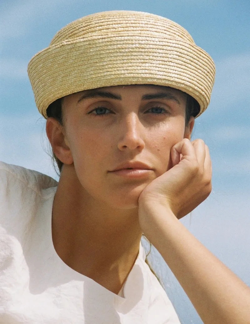 chapeau bibi en paille naturelle vintage