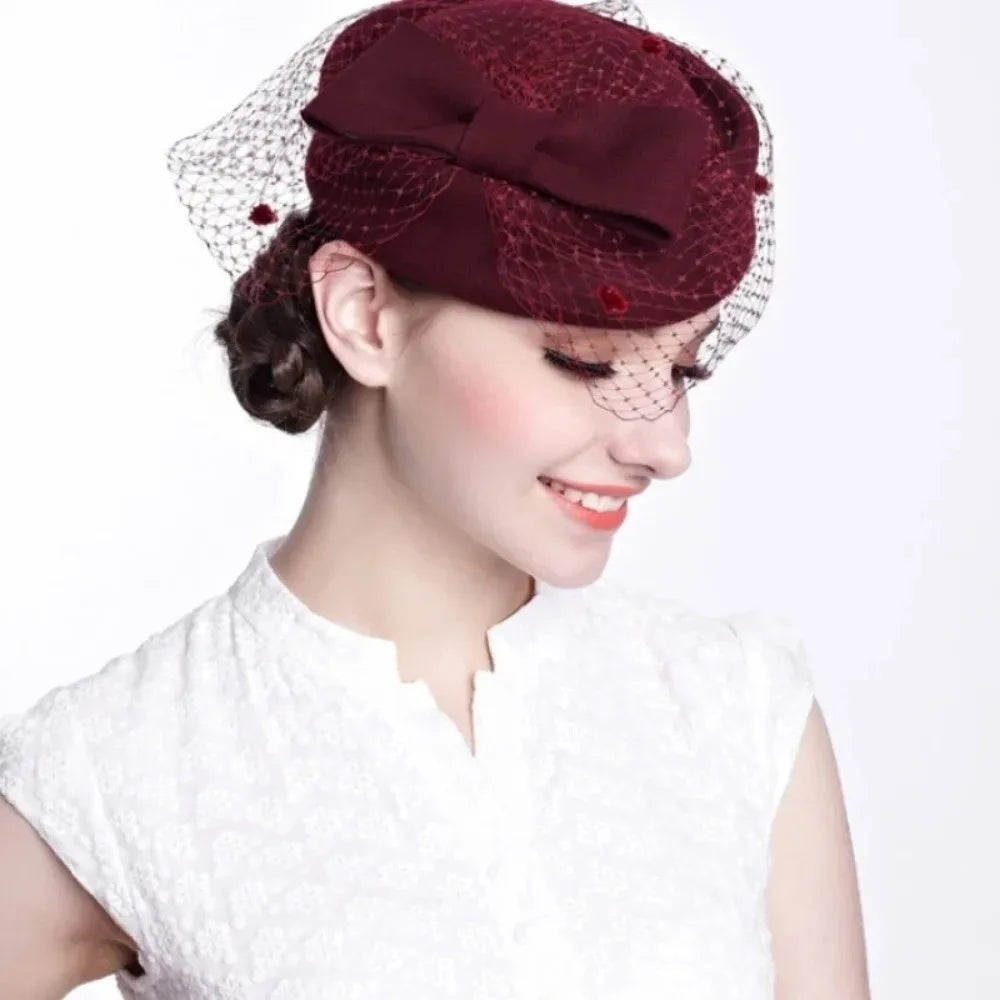 chapeau bibi feutre vintage femme vert