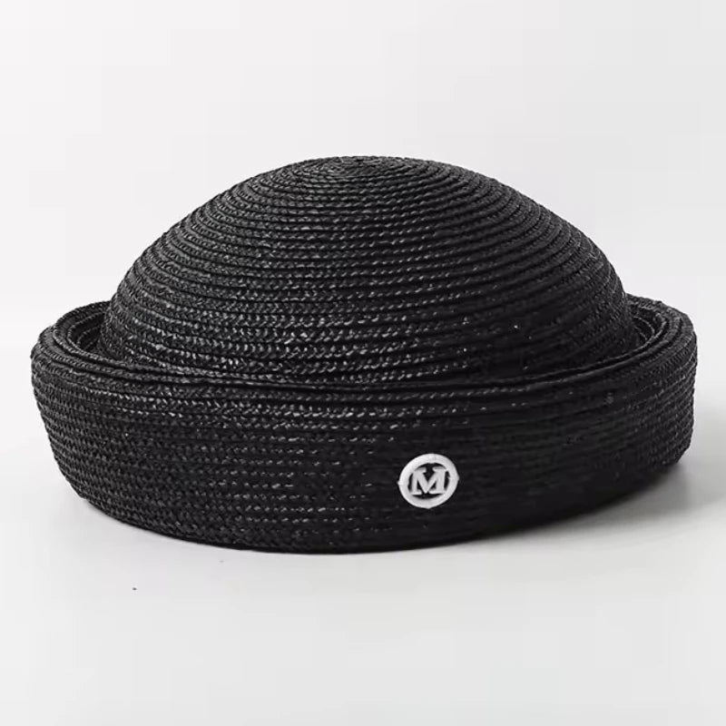 chapeau bibi en paille naturelle vintage