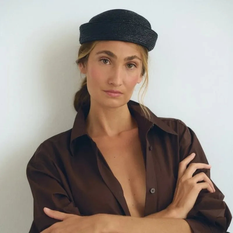 chapeau bibi en paille naturelle vintage