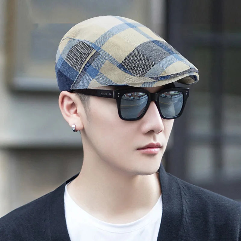chapeau d'artiste à carreaux vintage