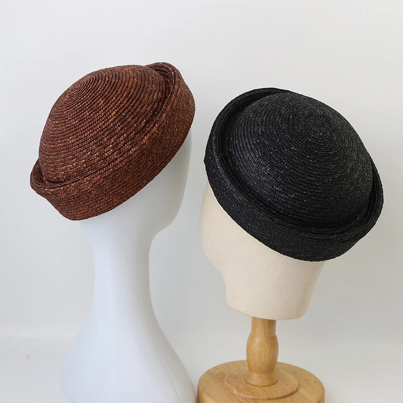 chapeau bibi en paille naturelle vintage