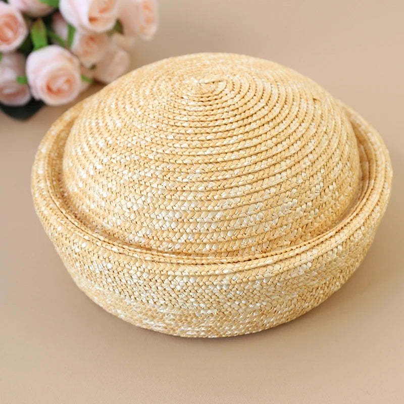 chapeau bibi en paille naturelle vintage