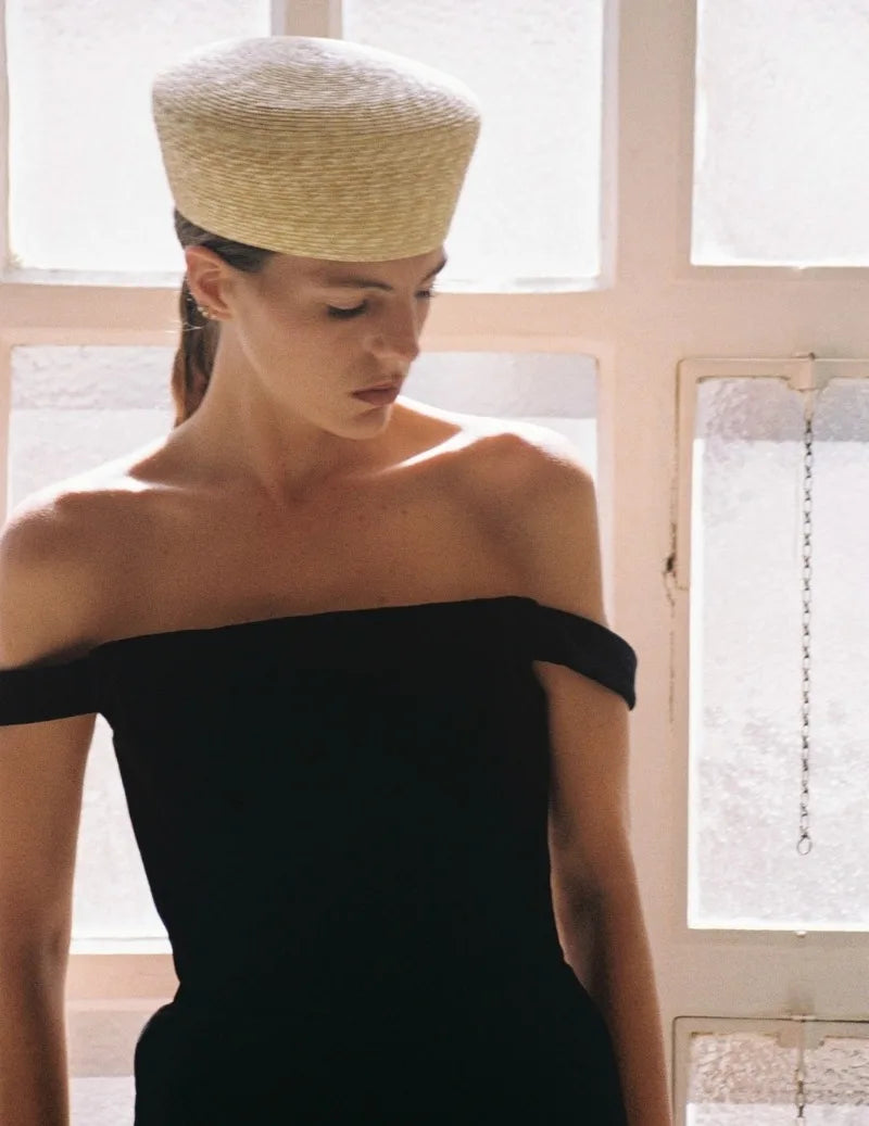 chapeau bibi en paille naturelle vintage