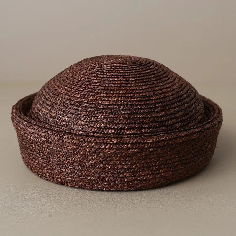 chapeau bibi en paille naturelle vintage