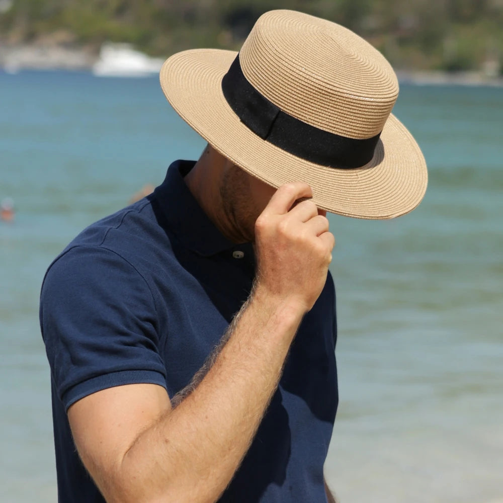 chapeau de paille beige vintage