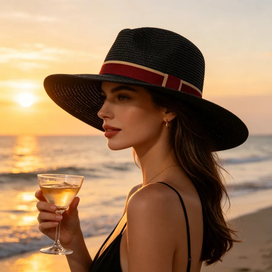 chapeau de paille large bord femme vintage