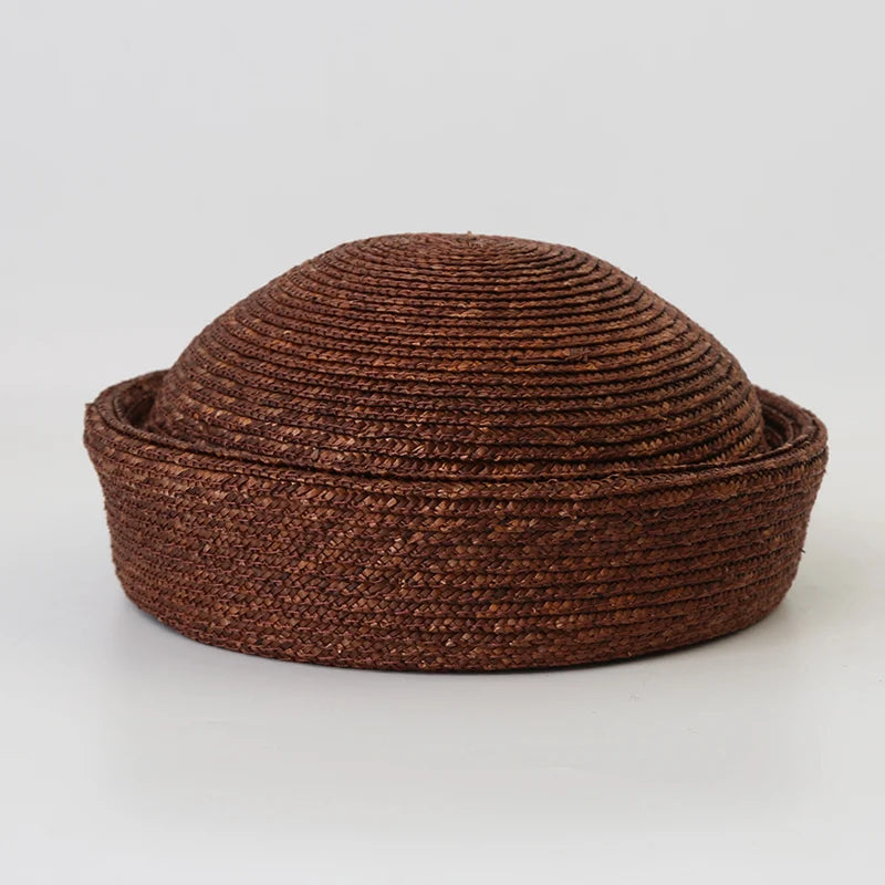 chapeau bibi en paille naturelle vintage