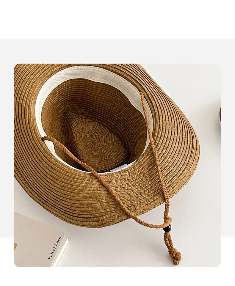 chapeau de cowboy en paille vintage