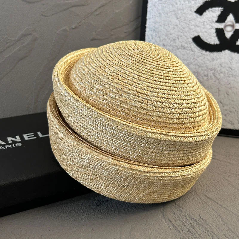chapeau bibi en paille naturelle vintage