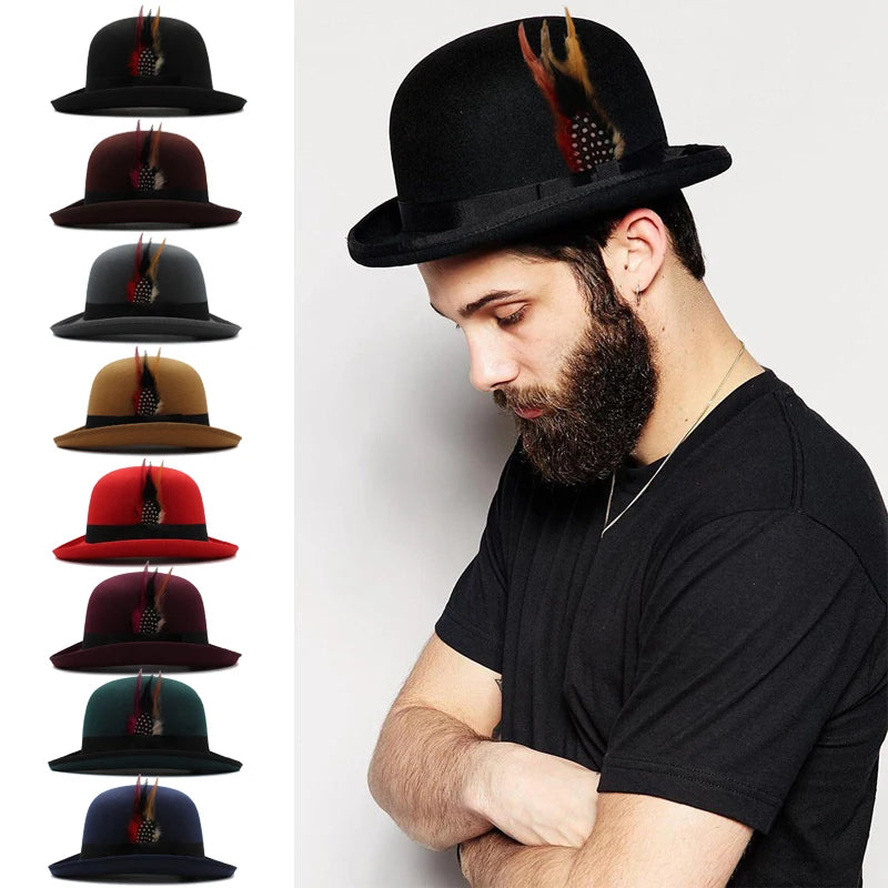 chapeau melon daim vintage