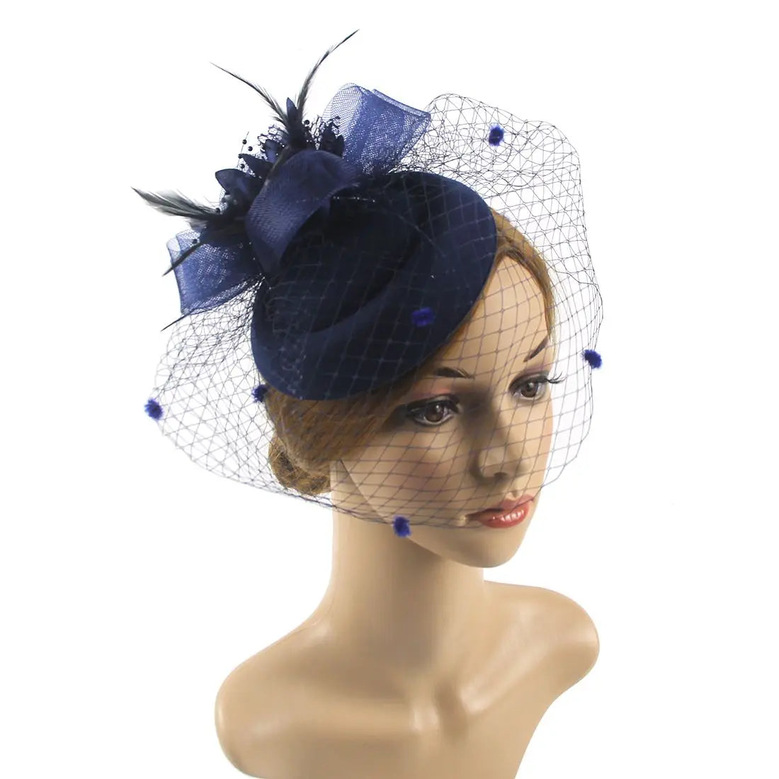 chapeau pin up vintage bleu marine