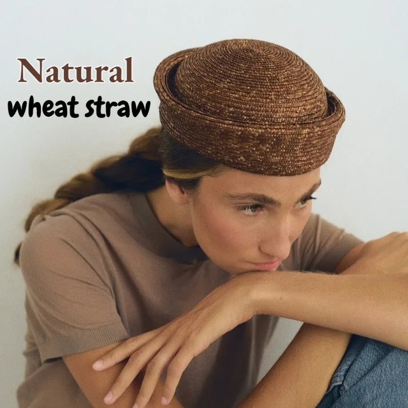 chapeau bibi en paille naturelle vintage
