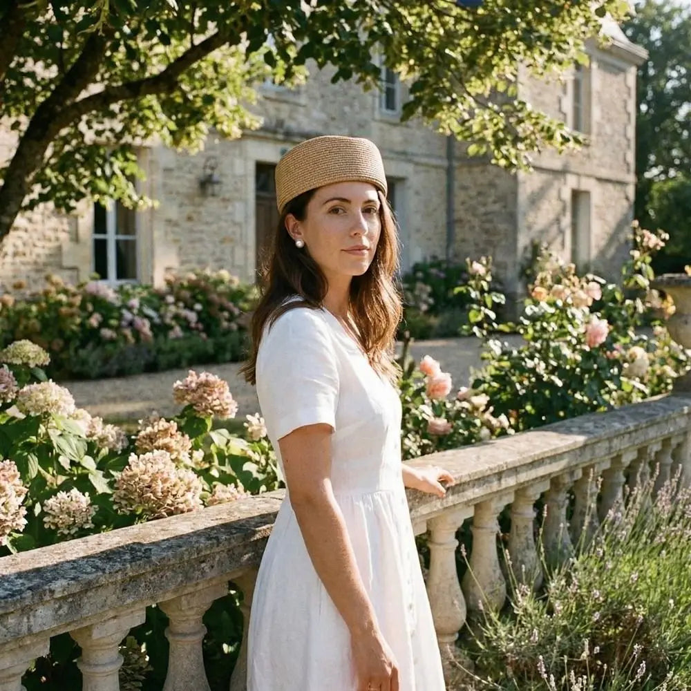 chapeau en fibre naturelle vintage