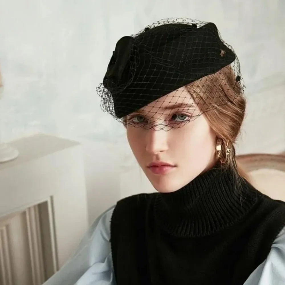 chapeau bibi feutre vintage femme vert